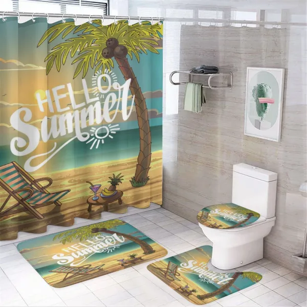 Chair Under Palm Trees on a shower curtain