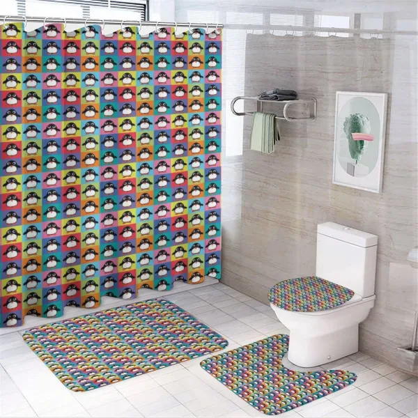 Colorful Frame Animals on a shower curtain