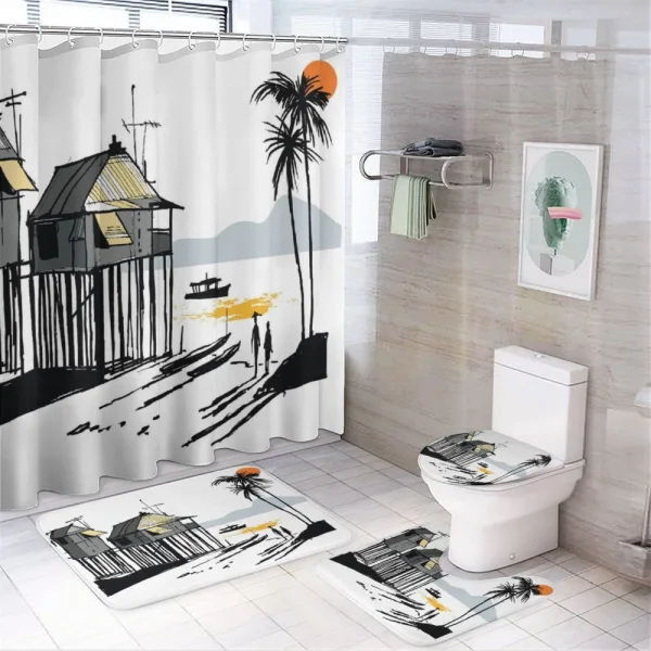 Fishing Village Malay on a shower curtain