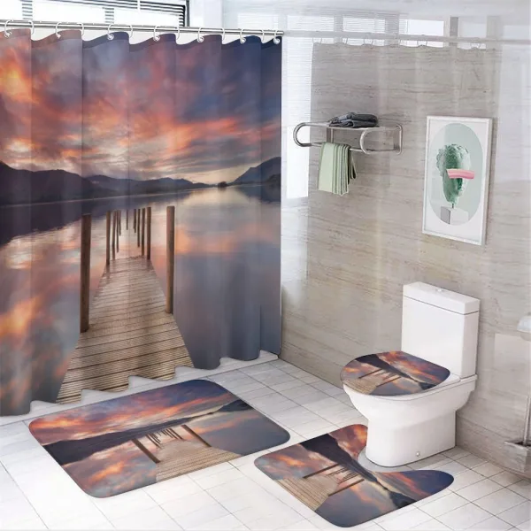 Flooded Jetty England on a shower curtain