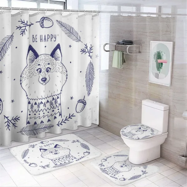 Fox with Hearts and Beam on a shower curtain