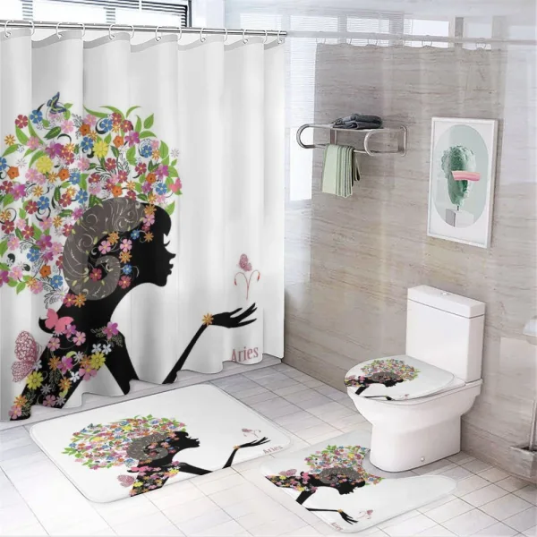 Girl with Flowers on a shower curtain