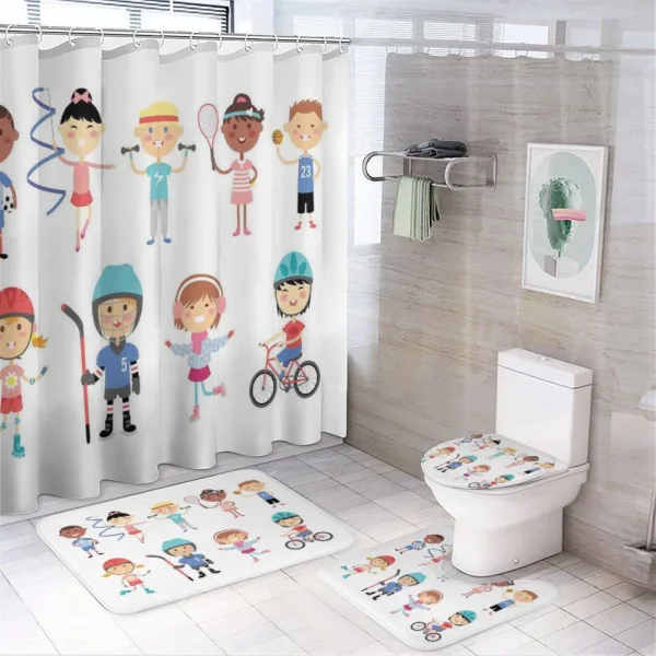 Hockey Player Skating on a shower curtain