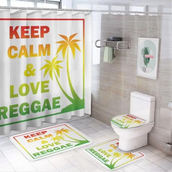 Keep Calm Words Reggae on a shower curtain