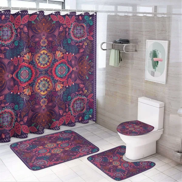 Modern Paisley Dot Leaf on a shower curtain