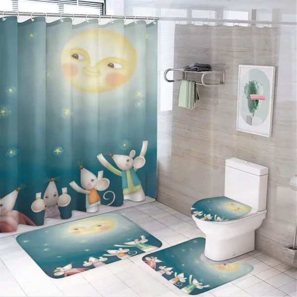 Mouse Crowd Full Moon on a shower curtain
