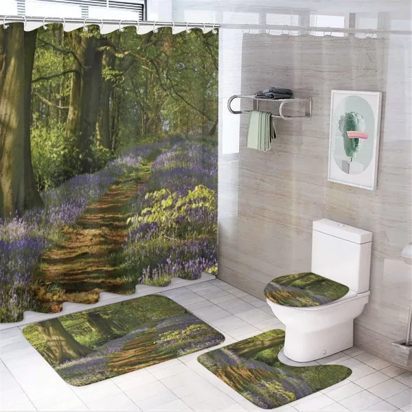 Path Between Bluebells on a shower curtain