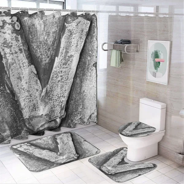 Rusty Vintage V Grunge on a shower curtain