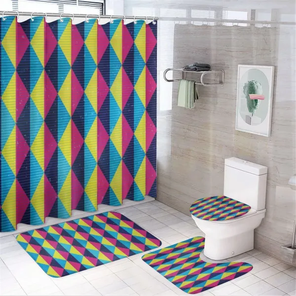 Sixties Triangle Motifs on a shower curtain