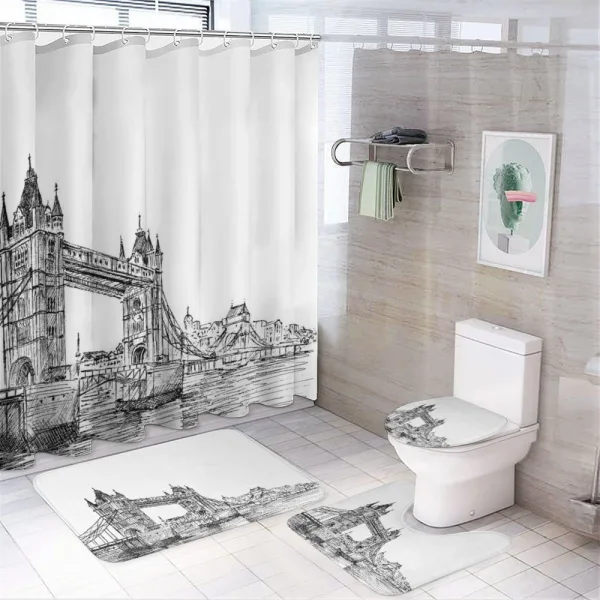 Tower Bridge UK Scenery on a shower curtain