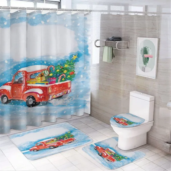 Truck Winter Scenery on a shower curtain