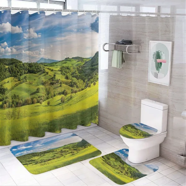 Tuscany Italy Farms on a shower curtain