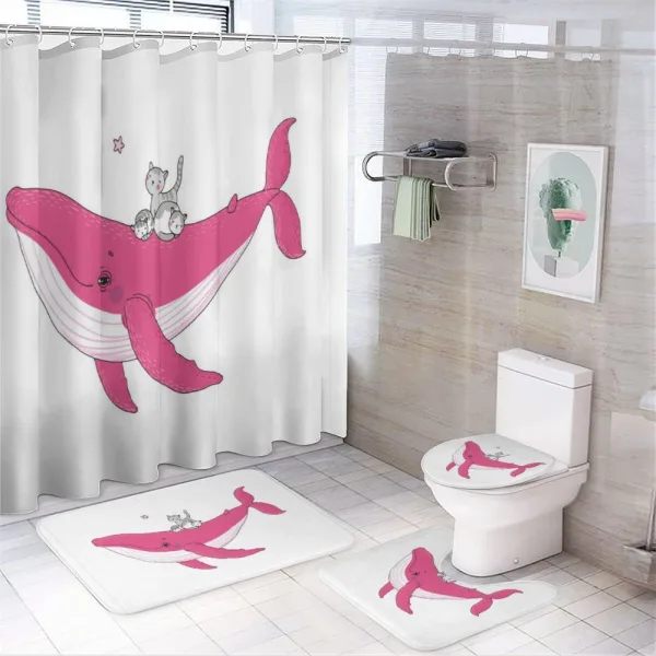 3 Cats Big Fish Magic on a shower curtain