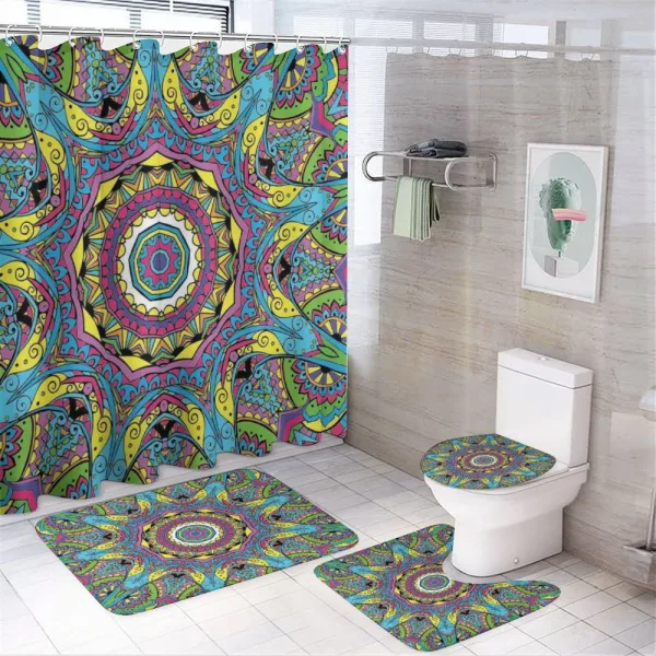 Abstract Hippie Forms on a shower curtain