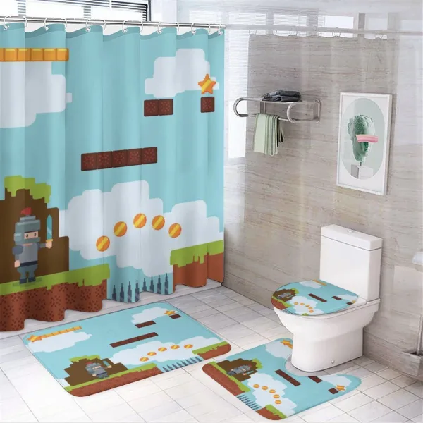 Arcade Knight 90's on a shower curtain