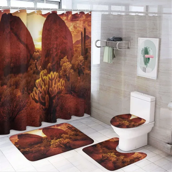 Cactus Rocks Desert Scenery on a shower curtain