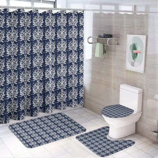 Classic Botanical Motif on a shower curtain