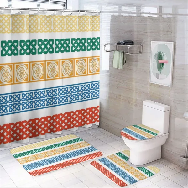 Coloful Greek Tiles on a shower curtain