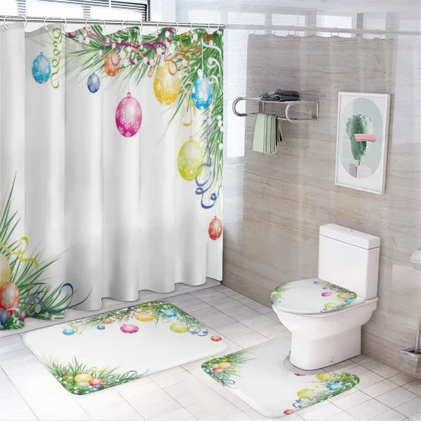 Colorful Baubles Theme on a shower curtain