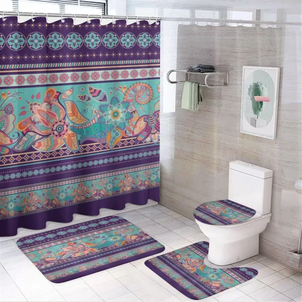 Colorful Folk Leafy on a shower curtain