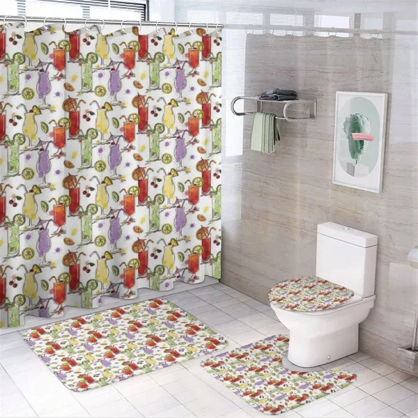 Colorful Watercolor Cocktails on a shower curtain