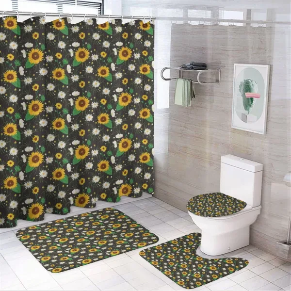 Daisy Buds Sunflower on a shower curtain