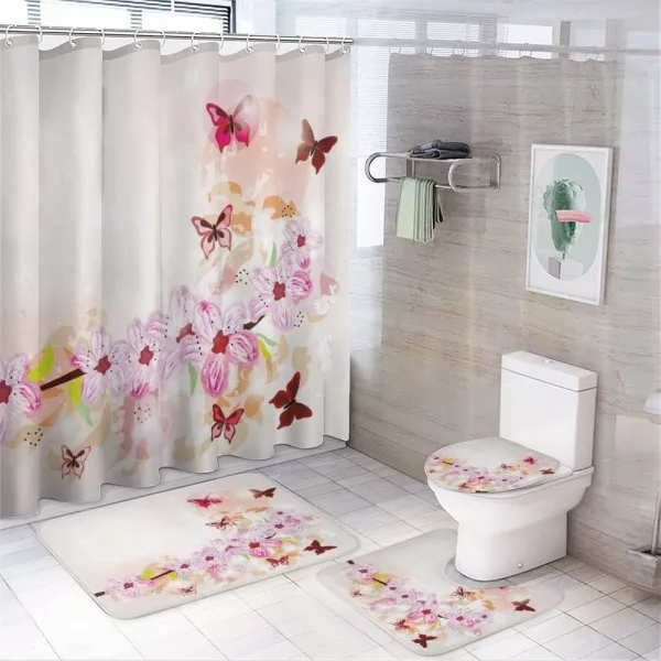 Floral Art Butterflies on a shower curtain