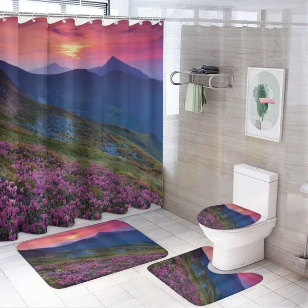 Floral Mountains Dusk on a shower curtain