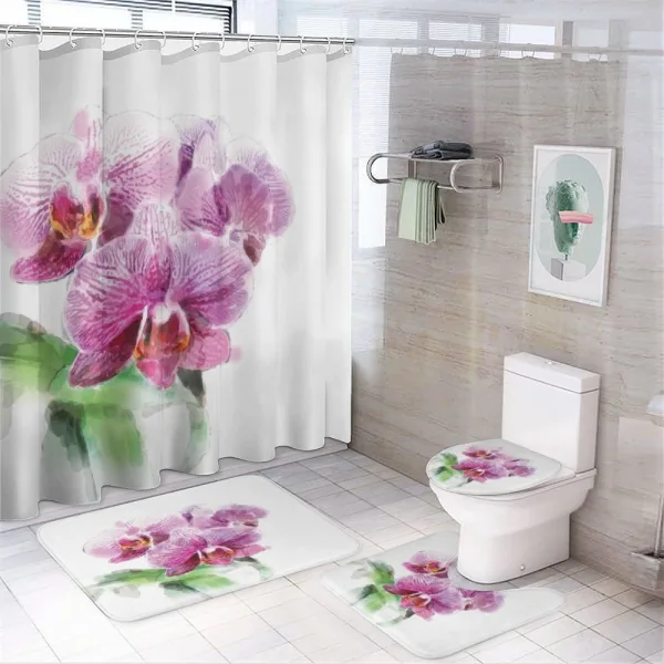 Floristry Art Watercolors on a shower curtain
