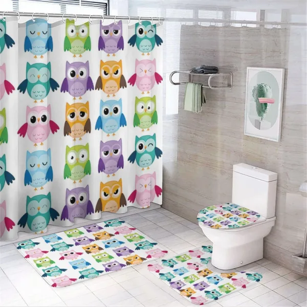 Friendly Bird Owl Comic on a shower curtain