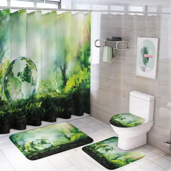 Globe in Fresh Forest on a shower curtain