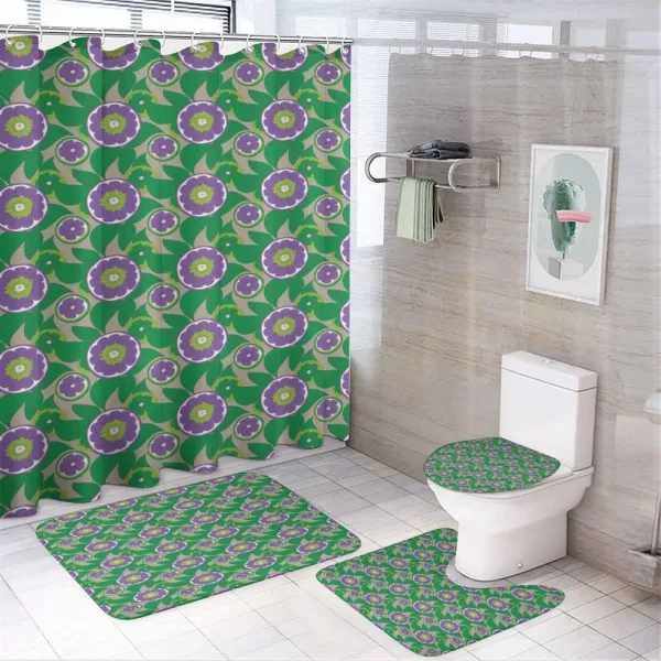 Hand Drawing Fruits Leaves on a shower curtain
