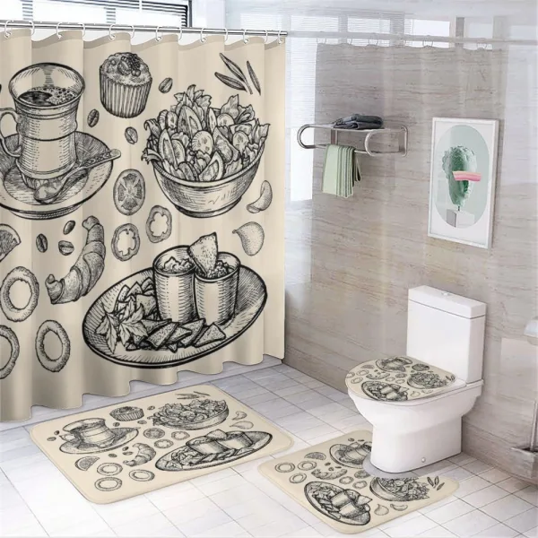 Nachos Croissant Tea on a shower curtain