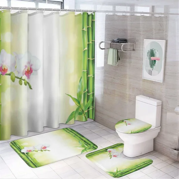 Orchids Bamboo Branches on a shower curtain