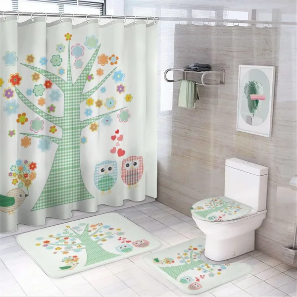 Romantic Owls in Love on a shower curtain