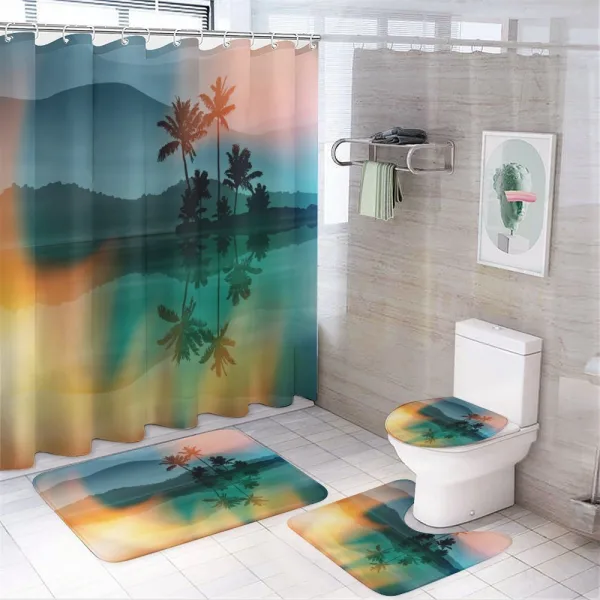Sea and Palm Trees Art on a shower curtain