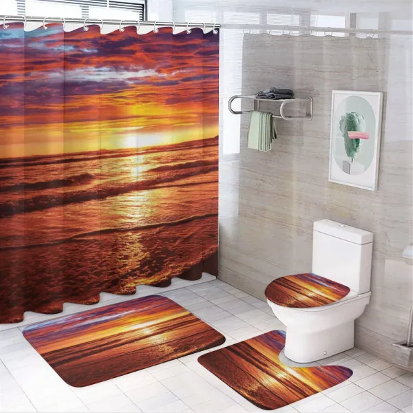 Sea Sunset Twilight on a shower curtain