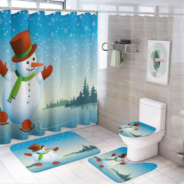 Skating Happy Cartoon on a shower curtain