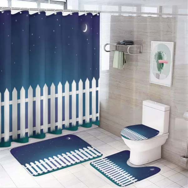 Starry Night with Crescent on a shower curtain