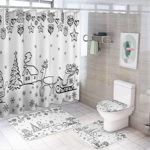 Tree Reindeer Santa on a shower curtain