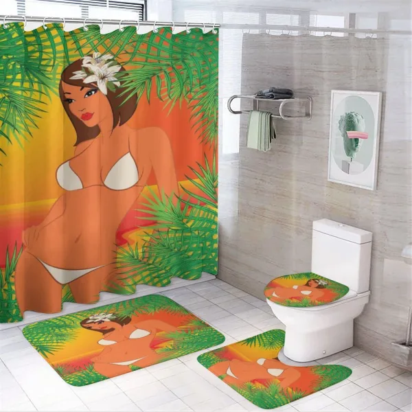 White Bikini Girl on a shower curtain