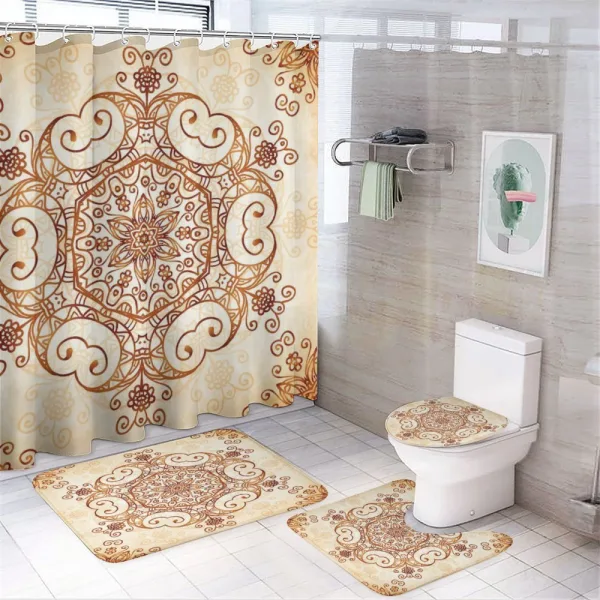 Abstract Damask Motif on a shower curtain