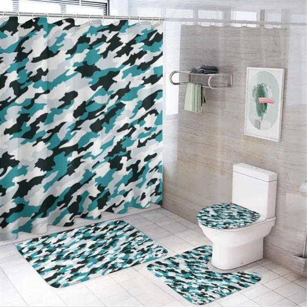 Aquatic Camouflage Tile on a shower curtain