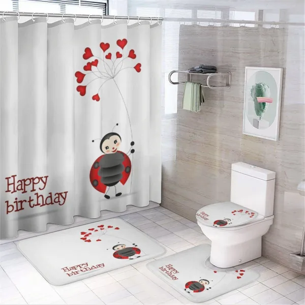 Birthday Ladybug on a shower curtain