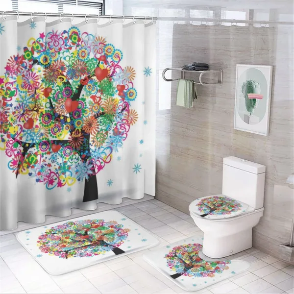 Blooming Flowers Heart on a shower curtain