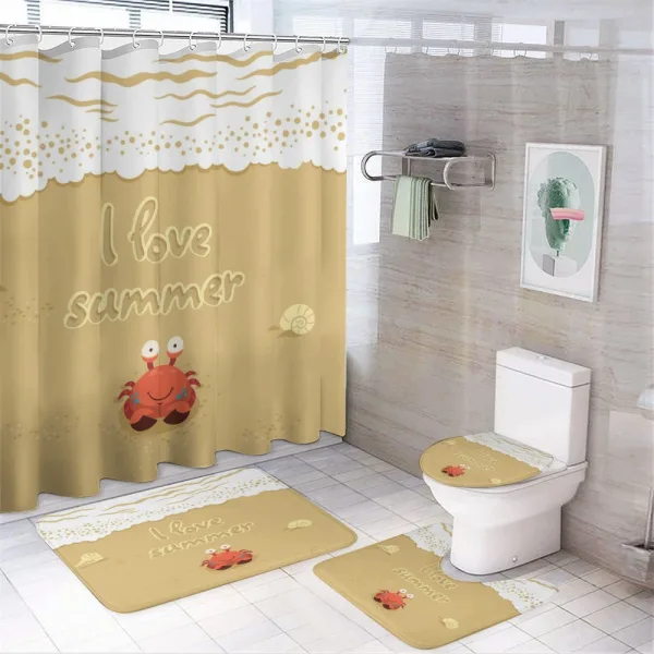 Cartoon Crab I Love Summer on a shower curtain