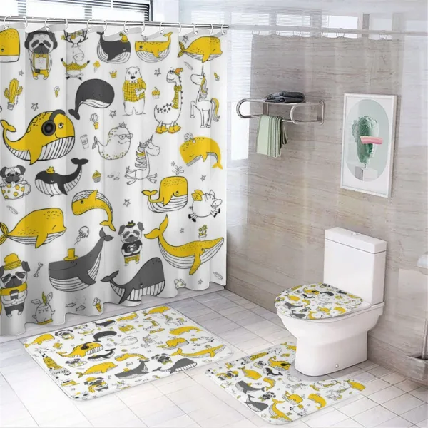 Childish Funny Animals on a shower curtain