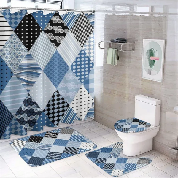 Diamond Shaped Patchworks on a shower curtain