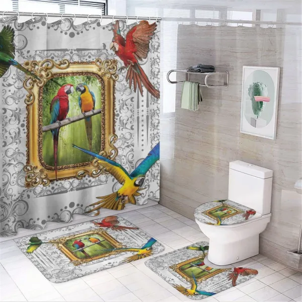 Exotic Colorful Birds Image on a shower curtain