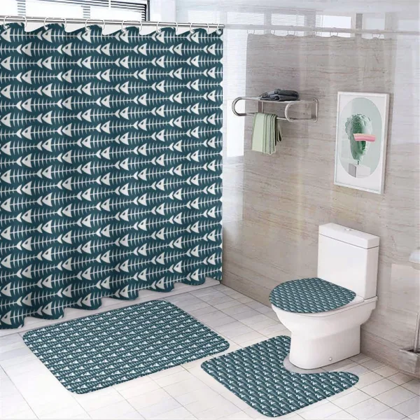 Fish Bone Skeleton Spine on a shower curtain